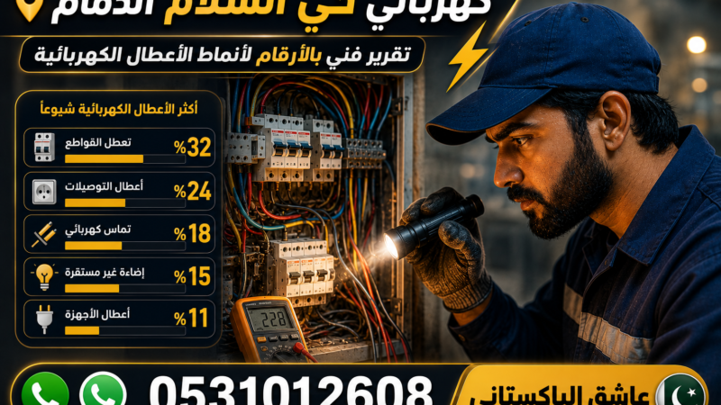 كهربائي حي السلام الدمام — تقرير فني بالأرقام لأنماط الأعطال الكهربائية |0531012608
